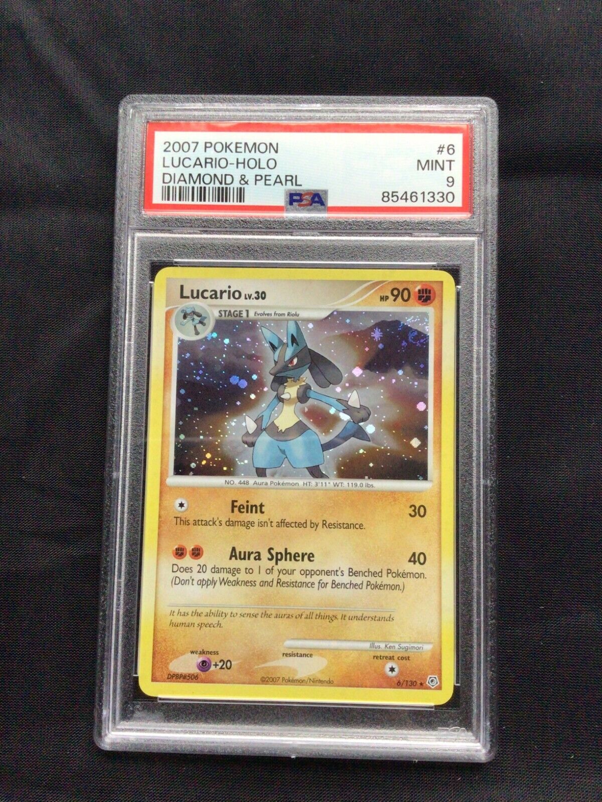 Pokemon Cards: Diamond and Pearl Rare Holo: Lucario 6/130 PSA 9
