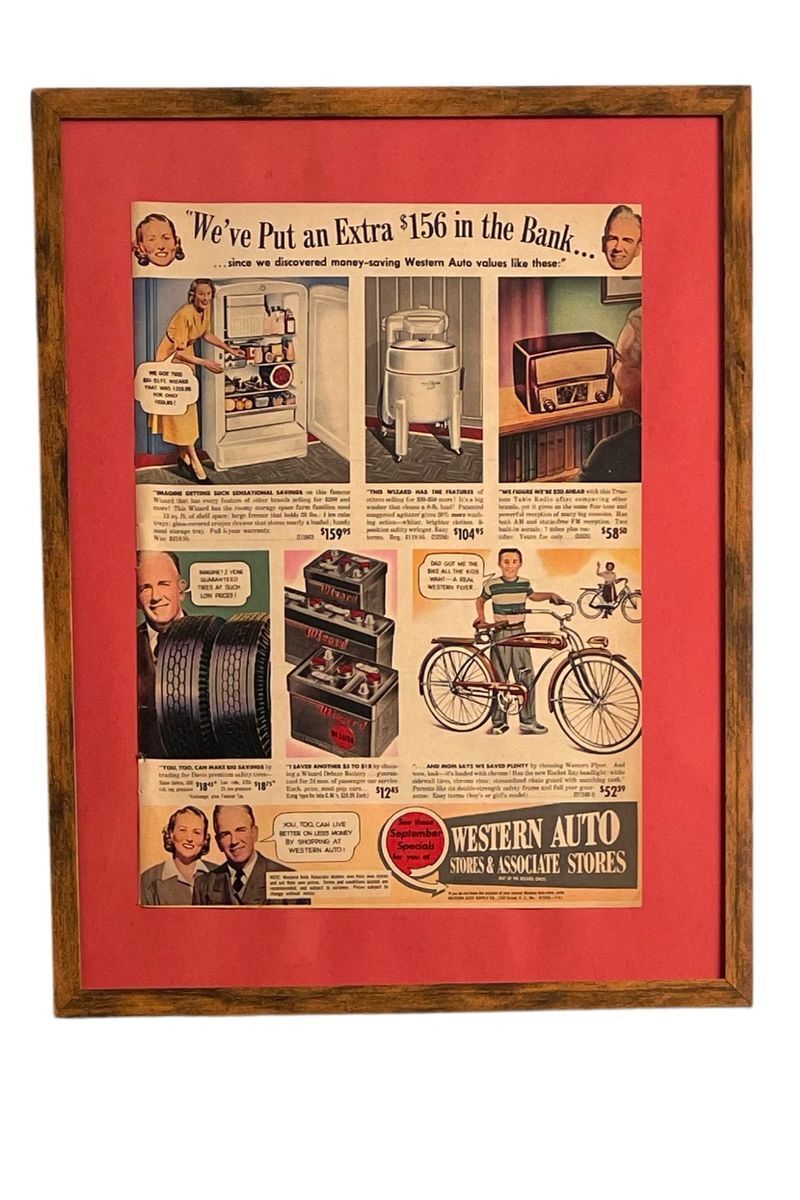 Vintage Western Auto Advertisement Unique Classic Original Print1951Framed Decor