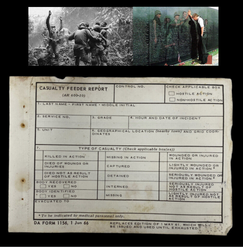 Original June 1966 Vietnam War KIA - WIA - MIA Casualty Report USMC Army