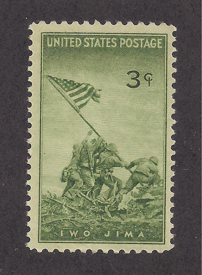 U.S. MARINE CORPS - 1945 IWO JIMA FLAG RAISING - GENUINE WWII U.S. POSTAGE STAMP