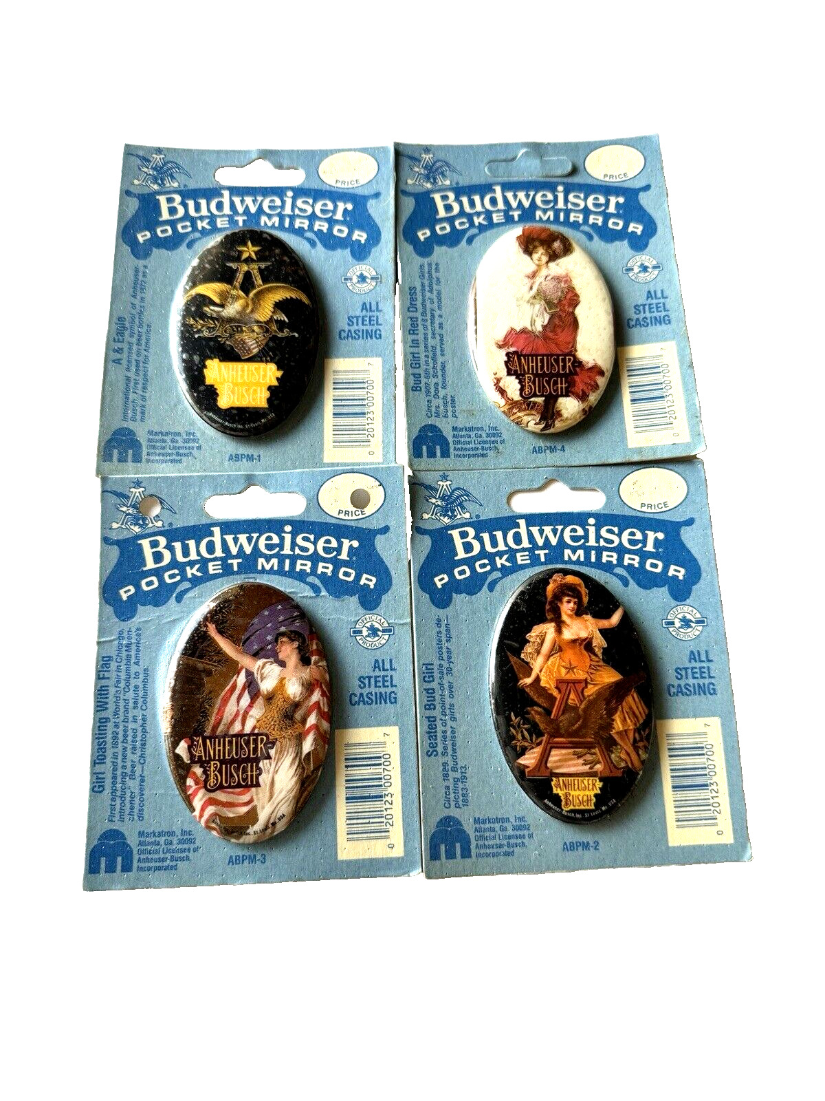 4 Vintage Budweiser Pocket Mirrors Official Product New in Package