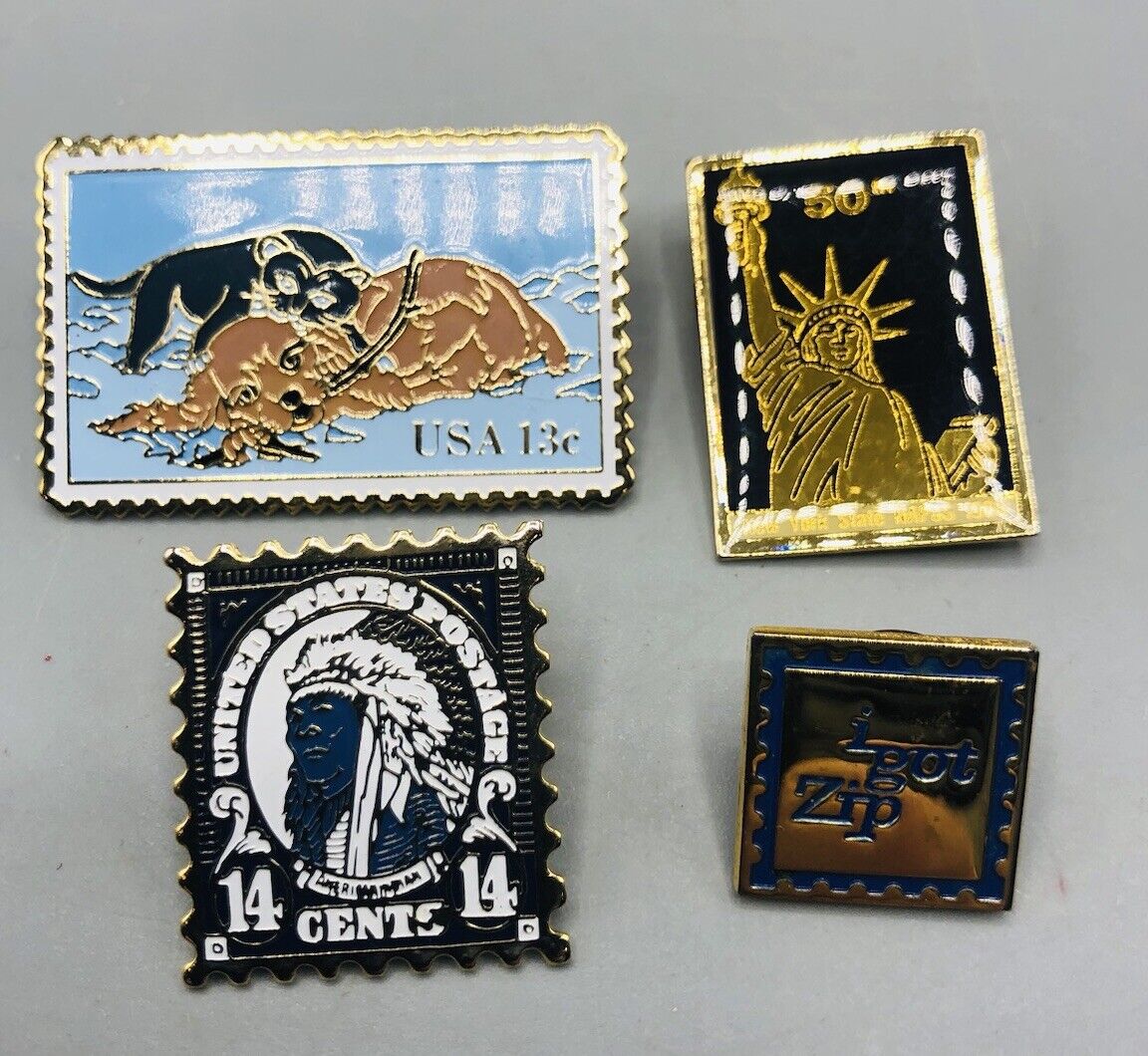 Vtg USPS Stamps Pins Set of (4) 1980’s Postal Mail Service