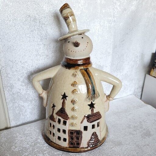 Ceramic Snowman By Tii Collections Tea Light Candle Holder 12\