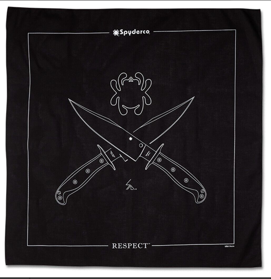 🔥Rare Genuine Spyderco Respect Handkerchief Huge 26x26 XL Bandana EDC Display
