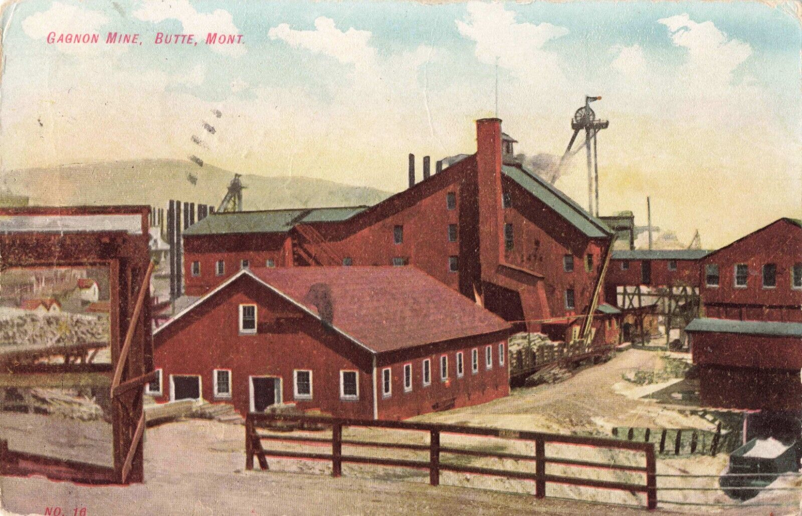 Gagnon Mine Butte Montana MT PM Whitehall 1911 Postcard
