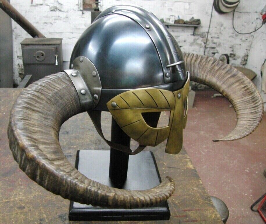 Medieval Viking Fantasy Helmet With Horns Collectible Halloween Gift for Home
