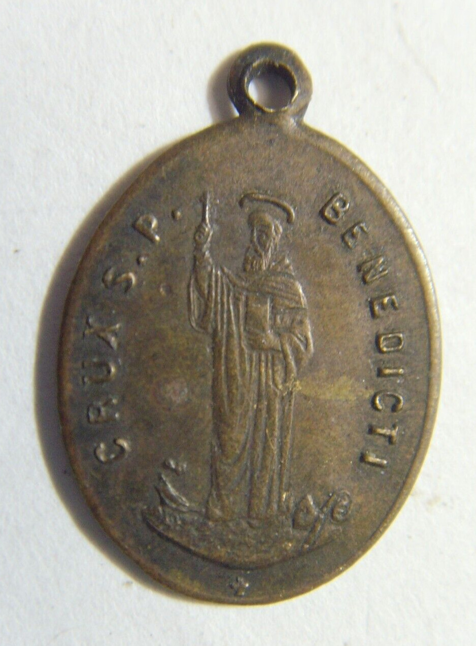 1800s very scarce antique catholic Saint Benedict Exorcism pendant 52977
