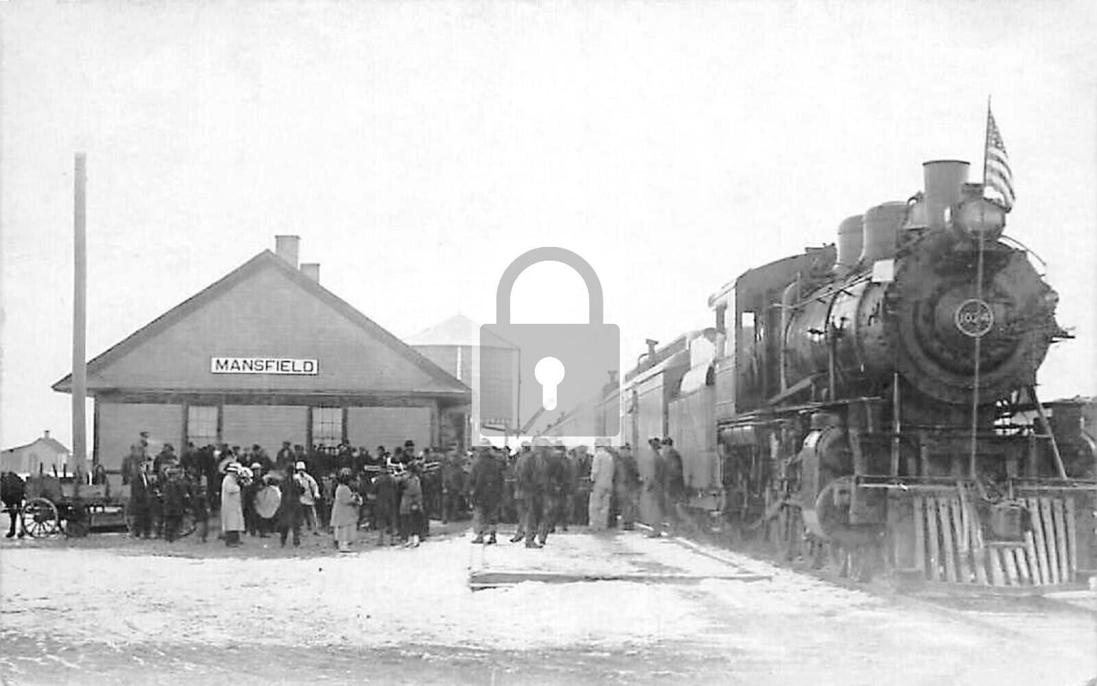 Mansfield Washington WA Railroad Train Station Depot Reprint Postcard