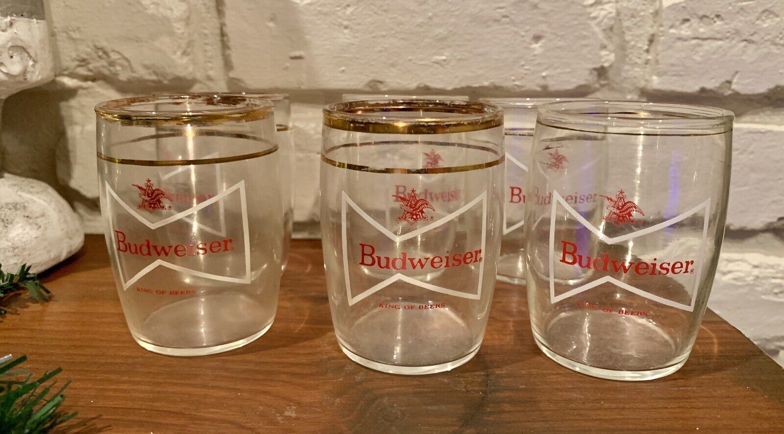 Vintage Small Budweiser Tasting Glasses Set Of 6