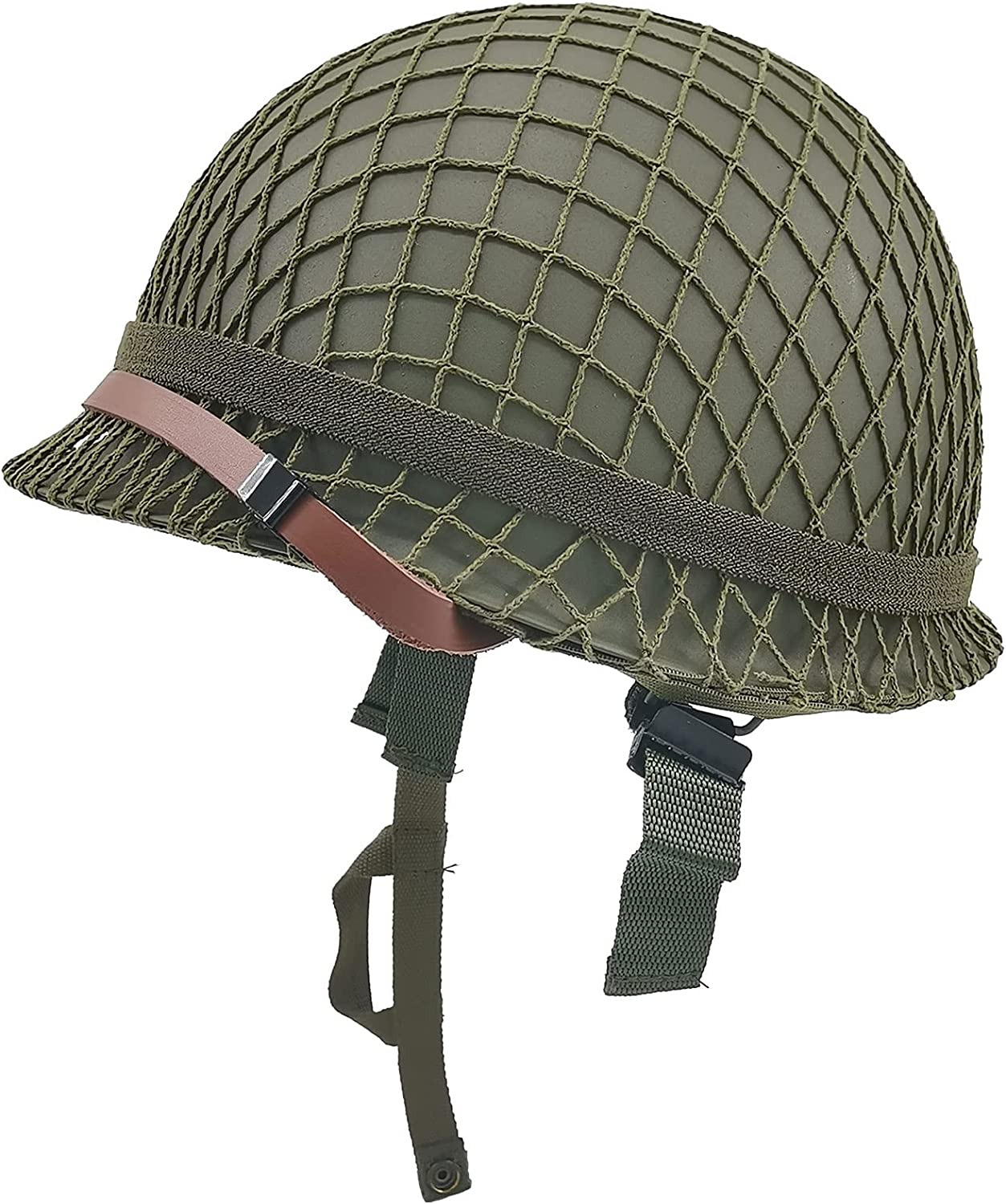 WWII US Army M1 Helmet, WW2 Gear, WW2 Helmet Metal Steel Shell Replica with N...