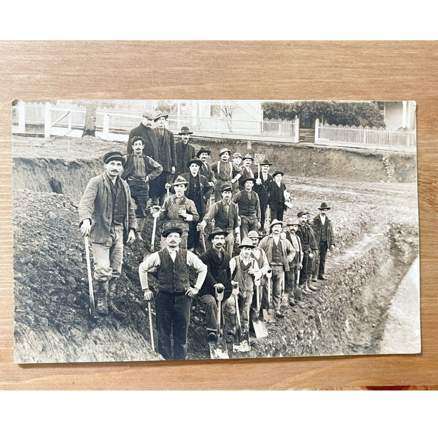 Vintage 1900s/ 1920s Men Miners  Postcard RPPC Black and White