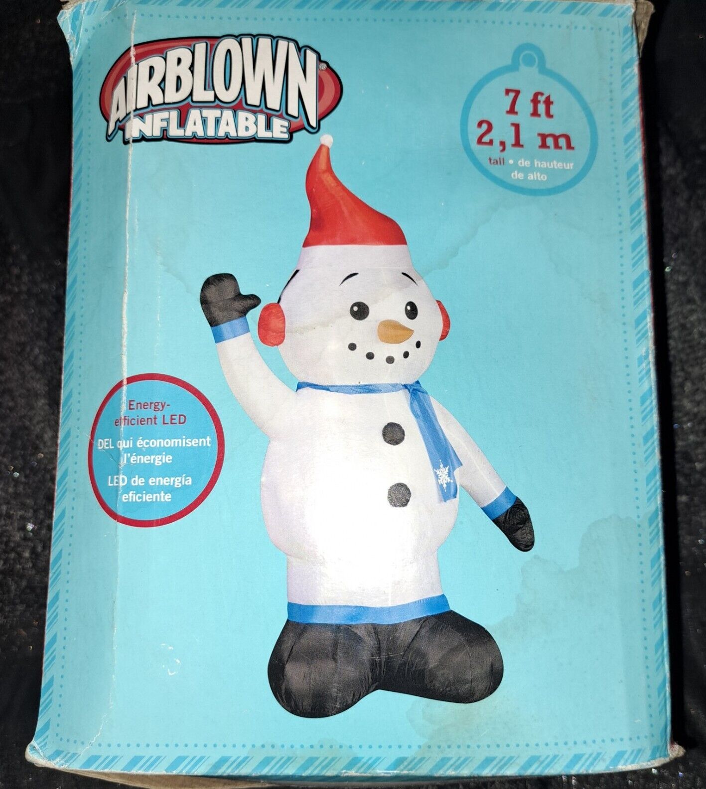 Gemmy Airblown Inflatable Snowman Christmas 7ft Damaged Box Needs Wall Adapter