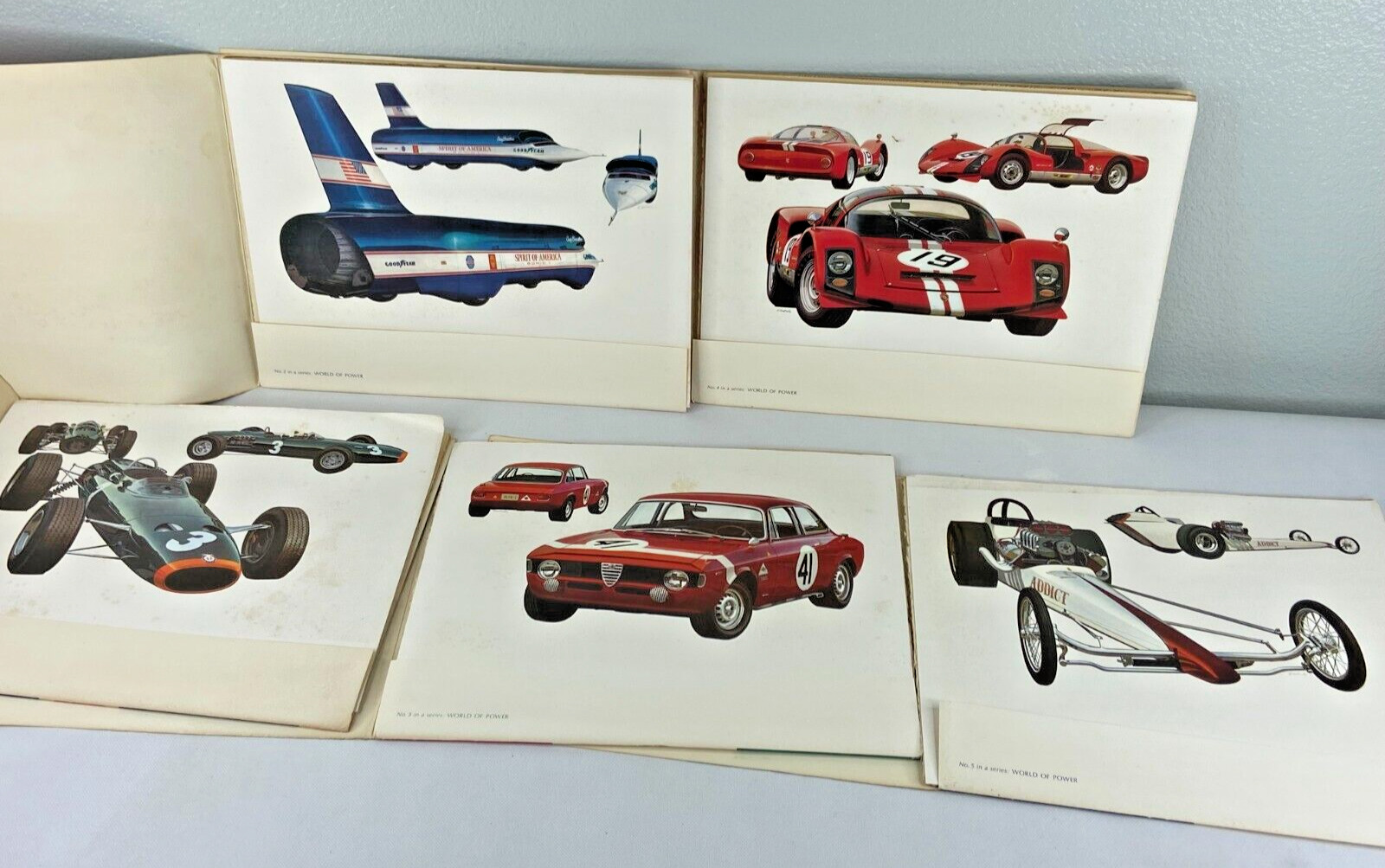 World Of Power Classic Sports Car Poster Lot Of 5 11 x 14 Vintage Artwork