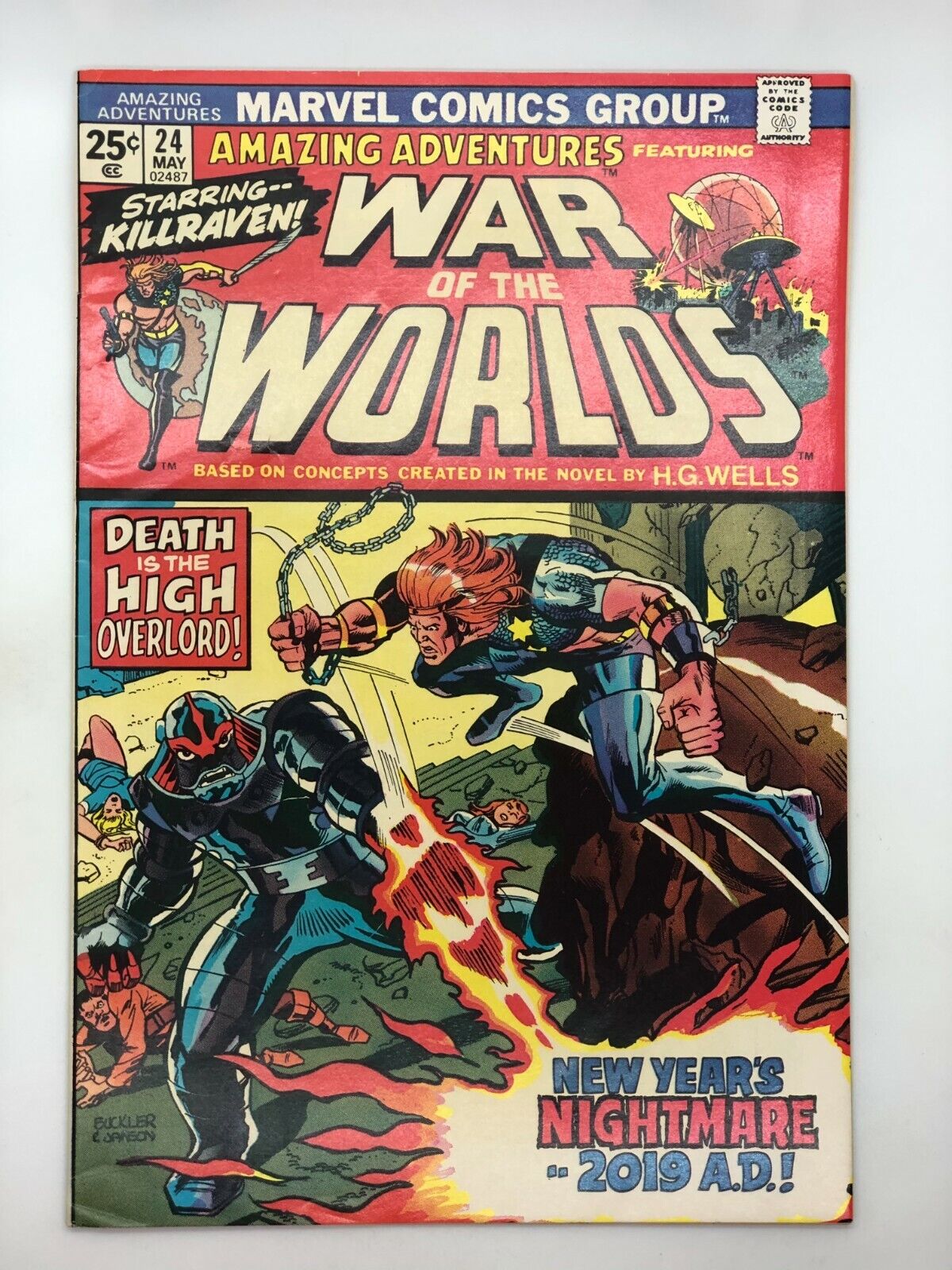 WAR OF WORLDS #24 1974 MARVEL AVENGERS BRONZE AGE FOR HE IS A JOLLY DEAD REBEL