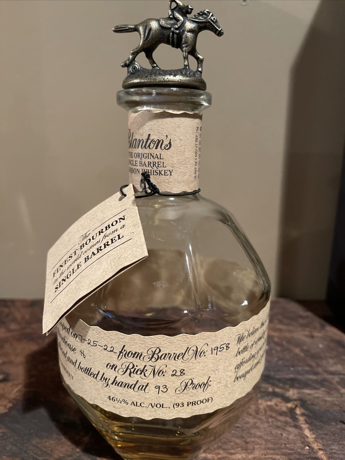 Blanton’s bourbon empty bottle