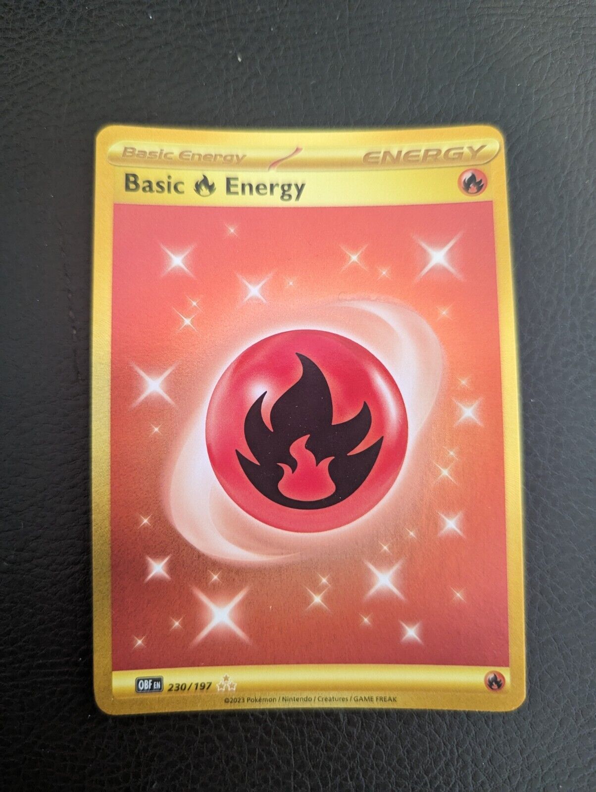 Pokémon TCG Basic Fire Energy Sv03: Obsidian Flames 230/197 Holo Hyper Rare NM