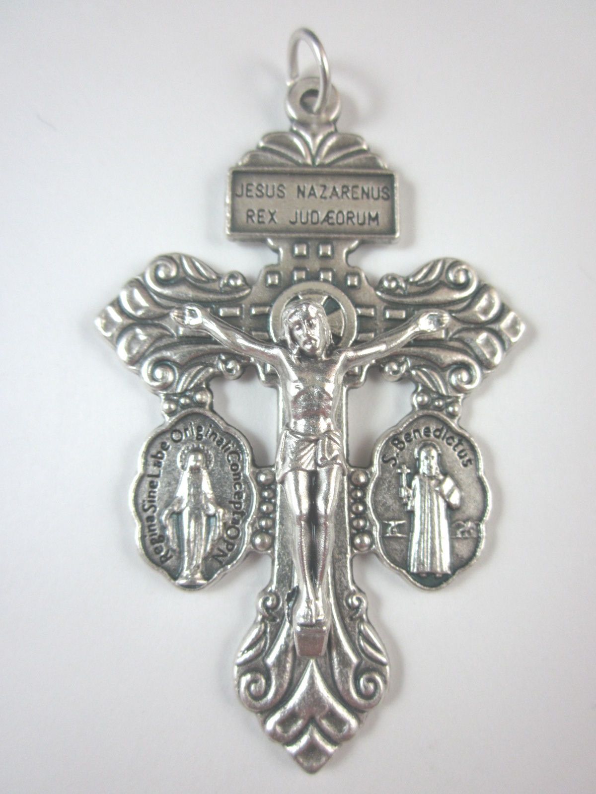 3-Way Pardon Crucifix with attached St Benedict & Miraculous Medals 2 1/4\