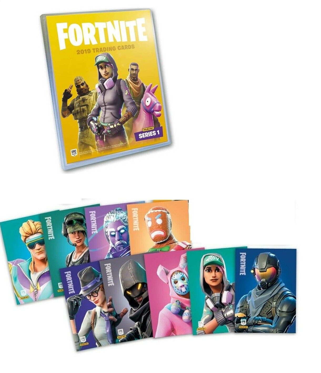 ALL 9 FORTNITE PANINI RARE PROMOTIONAL HOLO FOIL CARDS, P1, P2, P3, With Binder