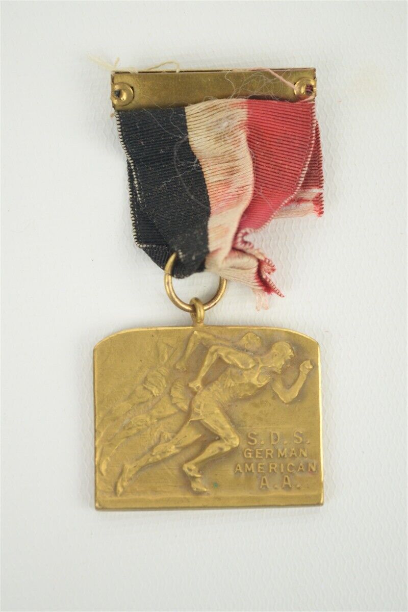 Vintage 1934 S.D.S. German-American A.A. 1st Place Track Medal Flag Ribbon