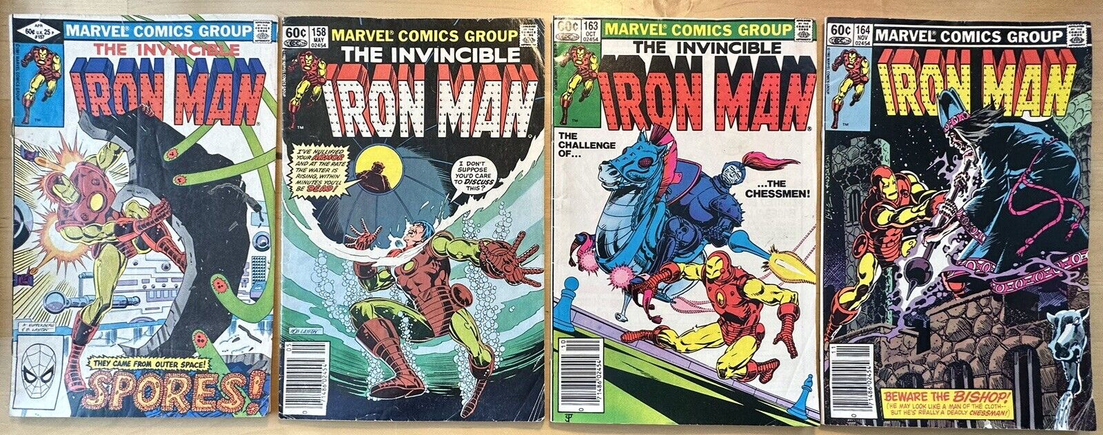 The Invincible Iron Man #157, #158, #163, #164 Marvel Bronze Age Comic Book Lot