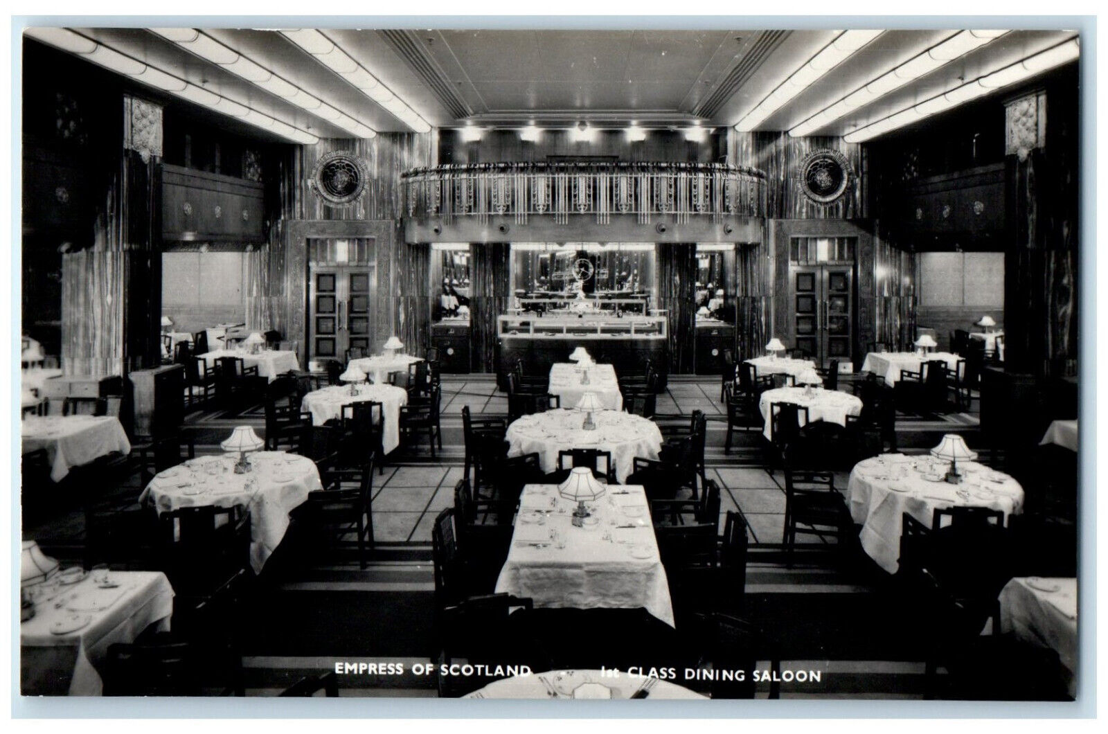 c1950's Class Dining Saloon Empress of Scotland Vintage RPPC Photo Postcard