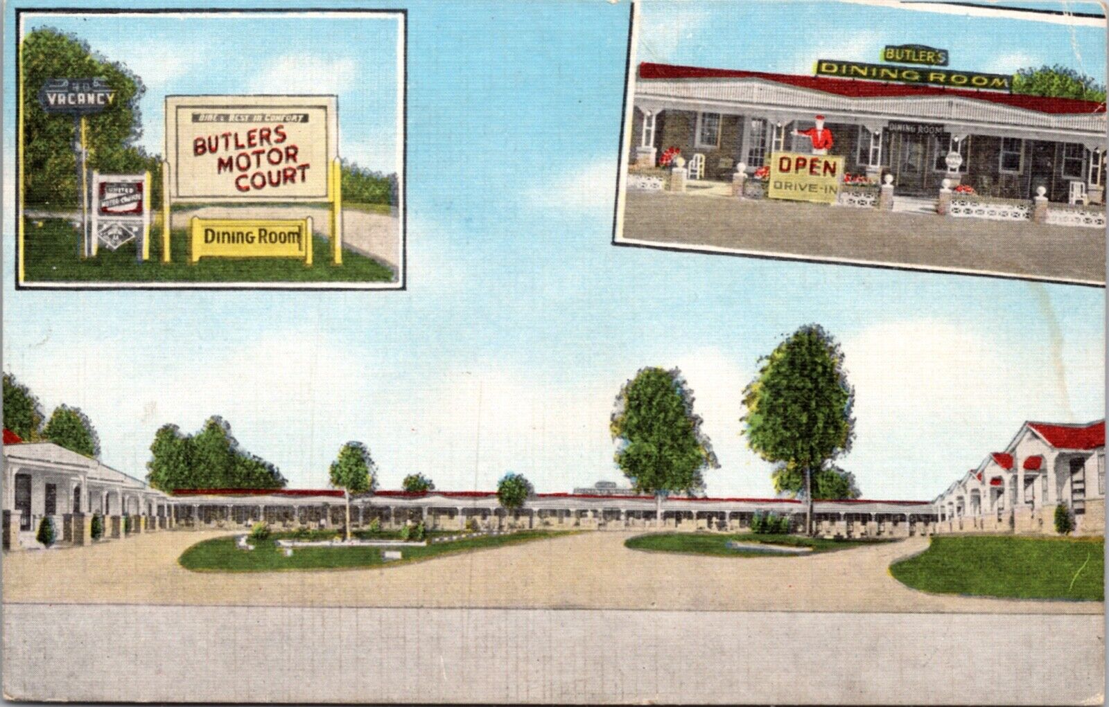 Linen Postcard Butler\'s Motor Court US Highway 17 in Jacksonboro South Carolina