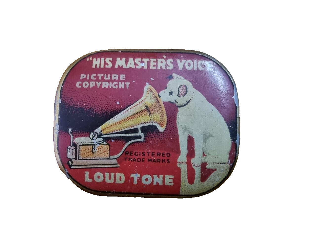 Vintage Old Antique HMV His Master\'s Voice Gramophone Needles Tin Box , ENGLAND