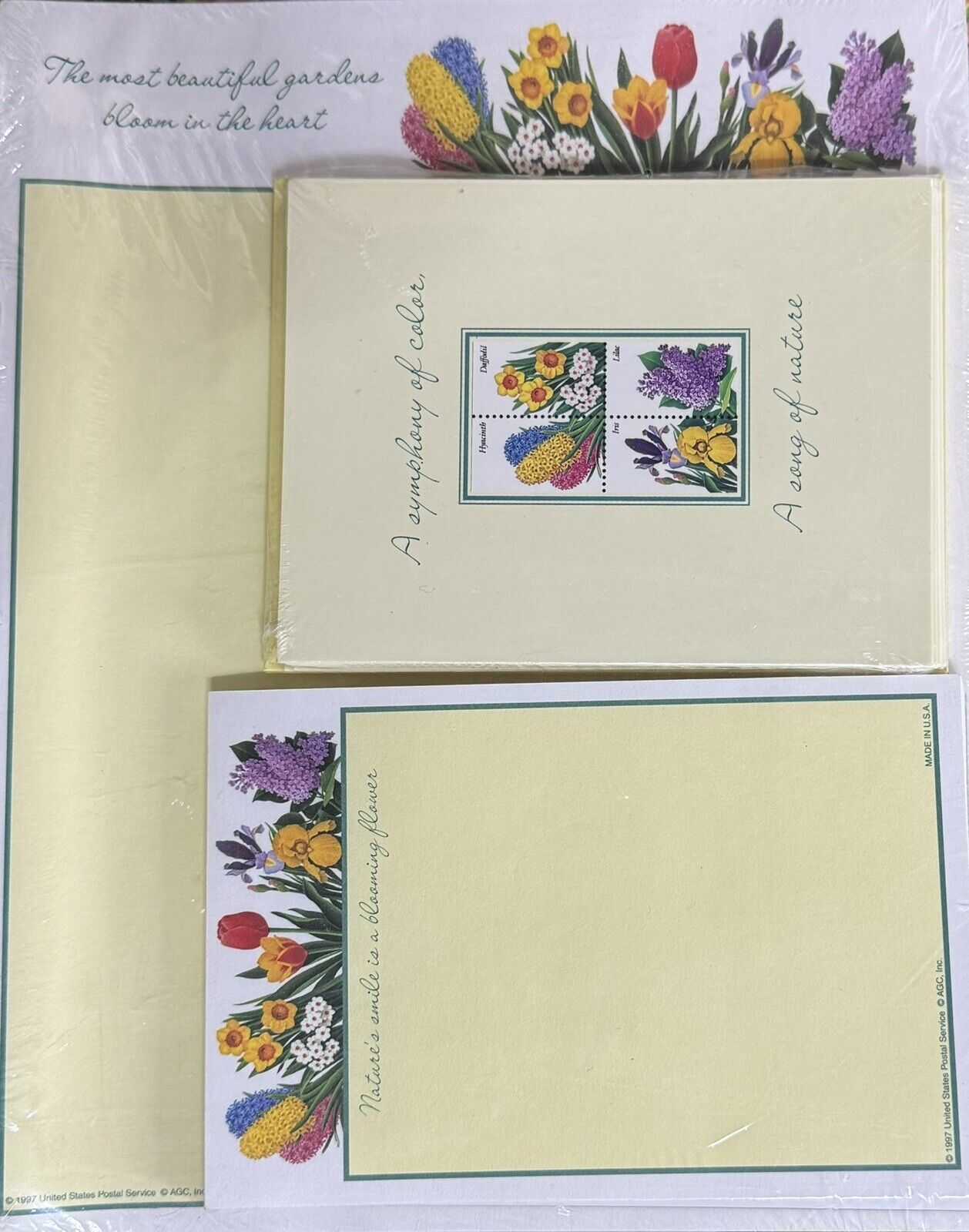 Vintage 1997 Garden Flowers USPS Bonus Pack Stationary Note Cards Set