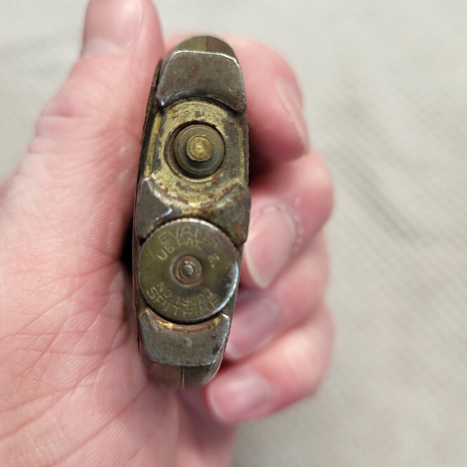 🔥Vintage EVANS Spitfire Brown Pocket Lighter w/Wind Shield PAT. 19023 WWII Era