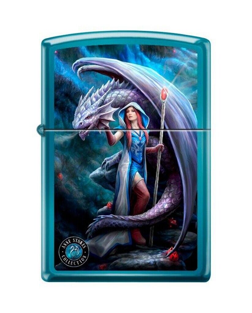 Zippo 68533 Anne Stokes Lady with Dragon on Sapphire Blue Lighter