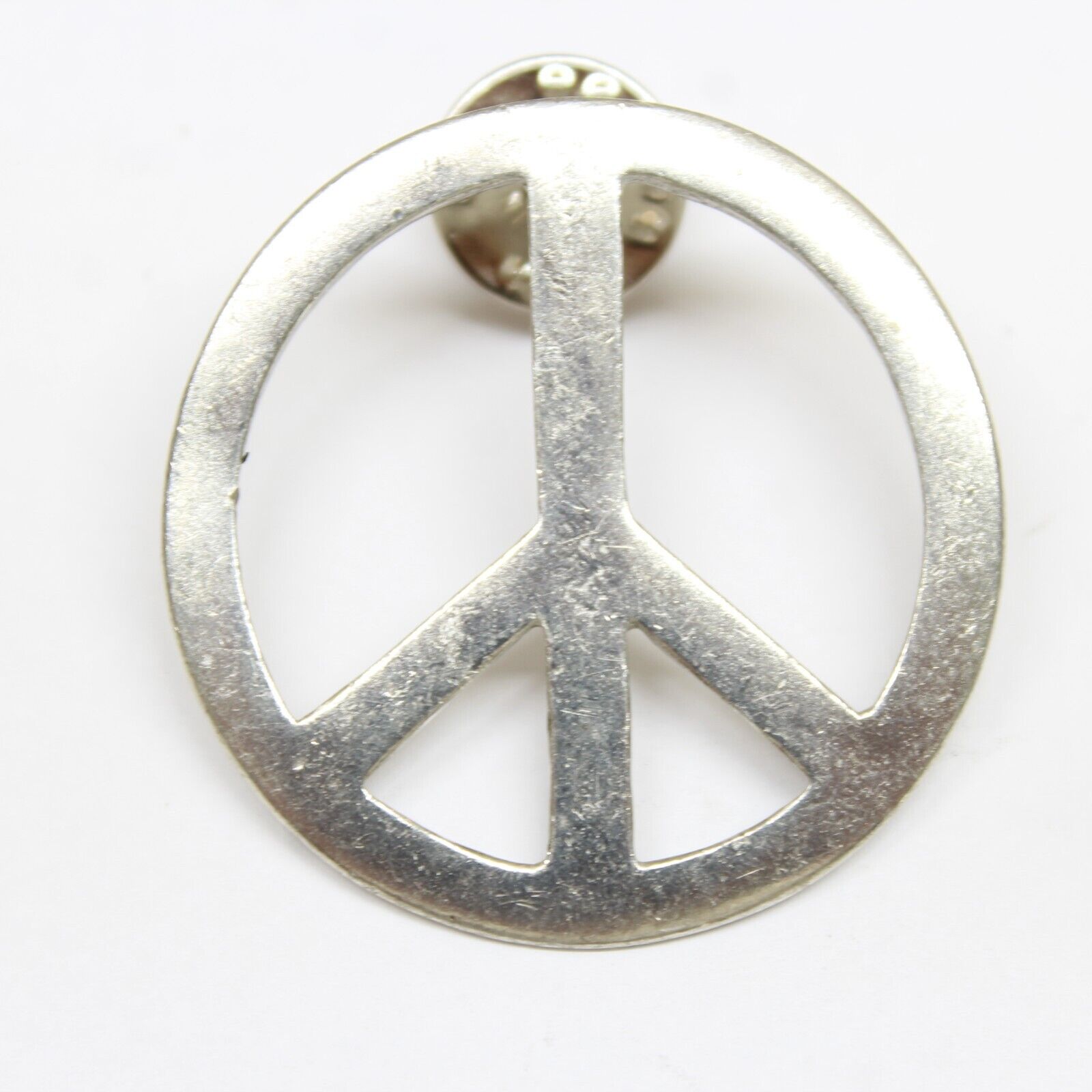 Peace Symbol Sign Pin Brooch Silver Tone Lapel Enamel Collectible