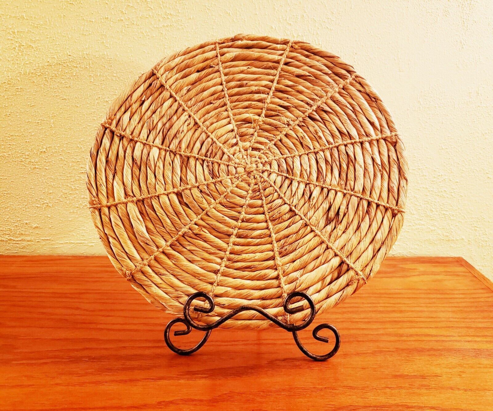 Vintage Handcrafted Woven Large Hot Plate Trivet Fall Holiday Farmhouse Decor