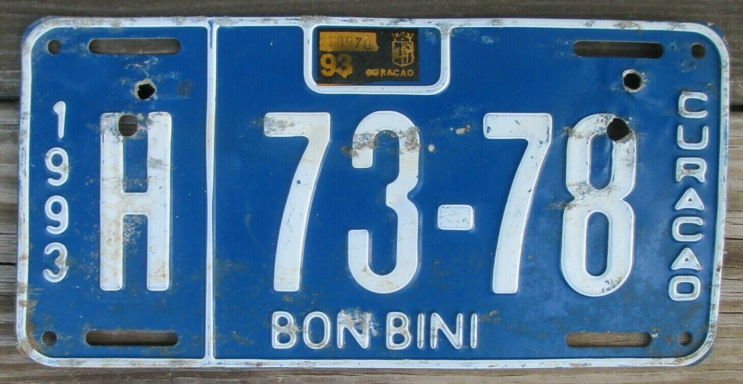 1993 Curacao License Plate \'Bon Bini\' - H73-78