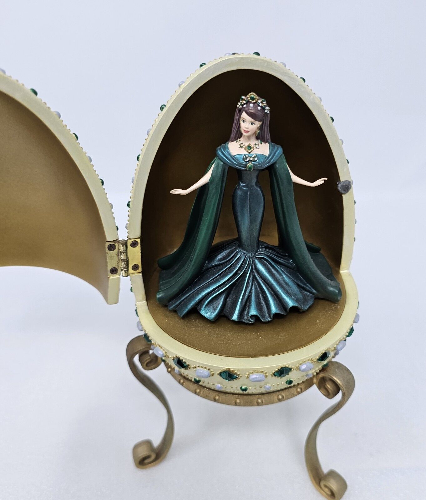 Mattel Barbie Empress Of Emeralds Musical Resin Egg With Stand