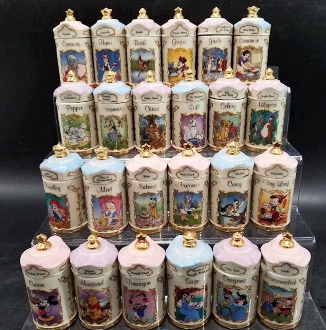 Lenox Walt Disney Spice Jar Set - Complete Set of 24. USED