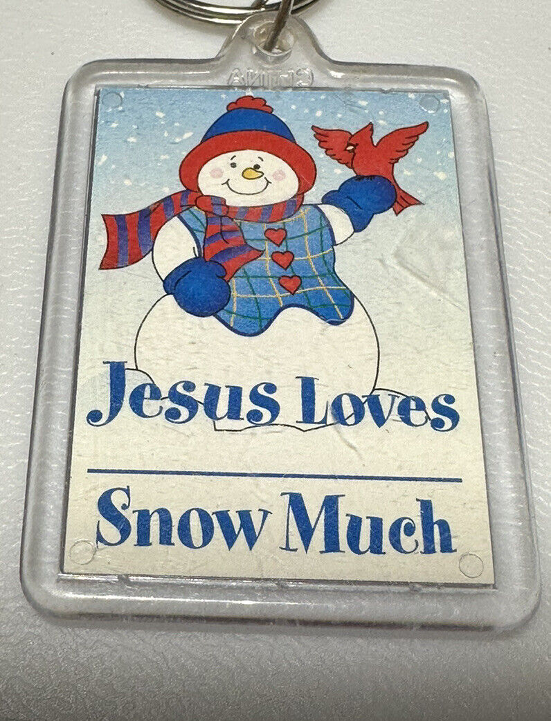 Vintage Snowman Christmas Christian Faith Church Jesus Holidays Snow Keychain