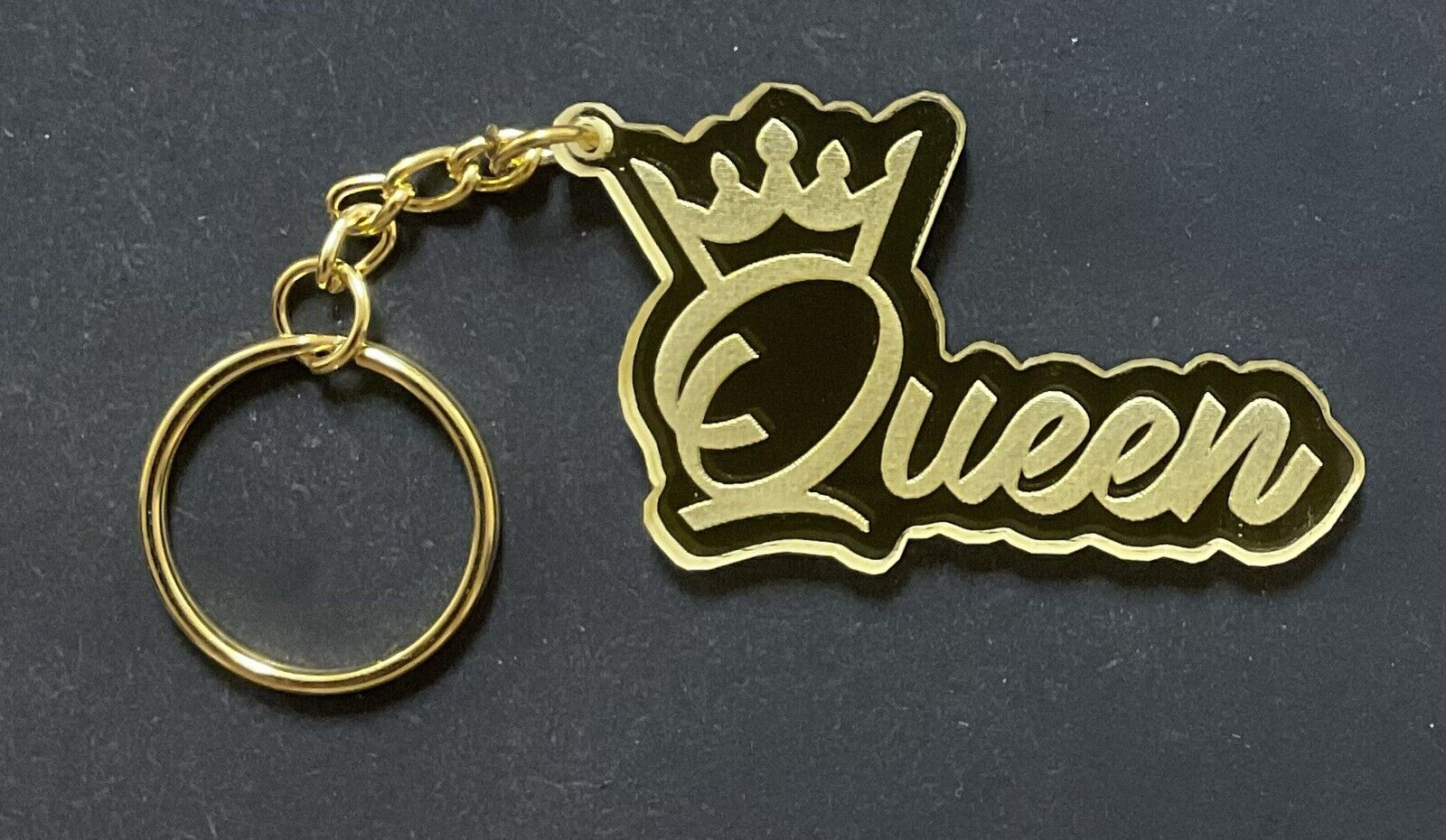 Queen With A Crown Mirrored Gold Acrylic Keychain