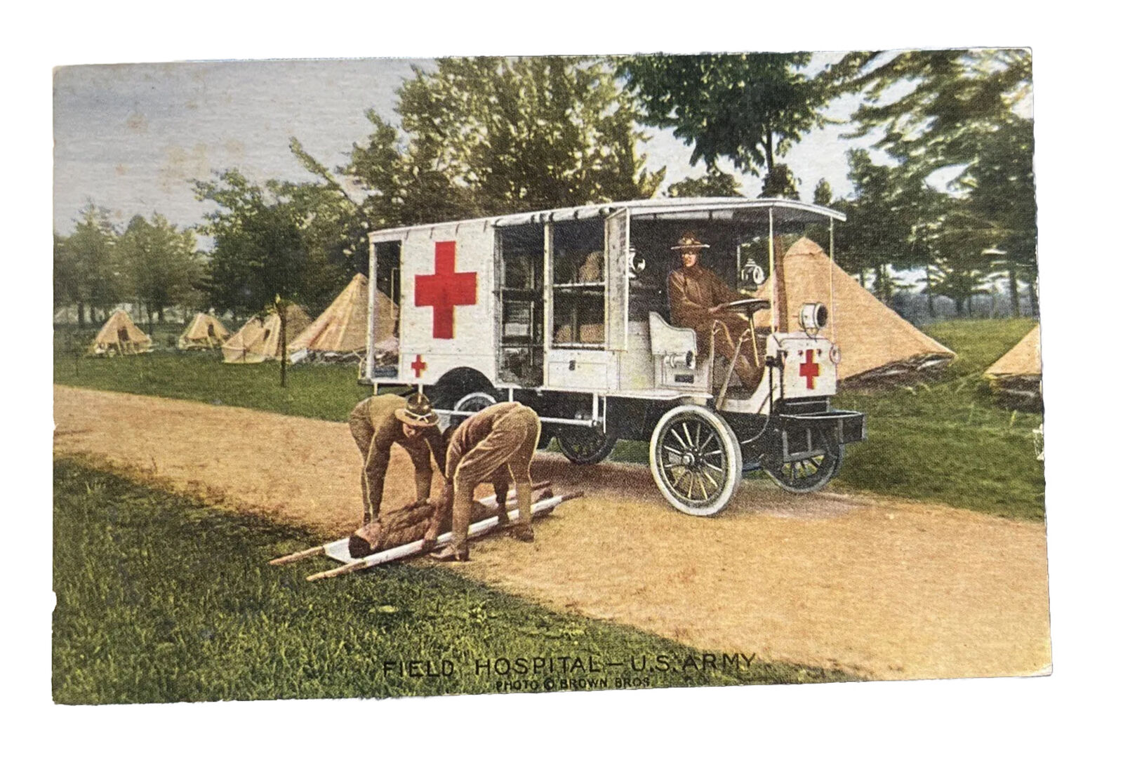 Antique WWI Postcard RED CROSS FIELD HOSPITAL- US Army 1917