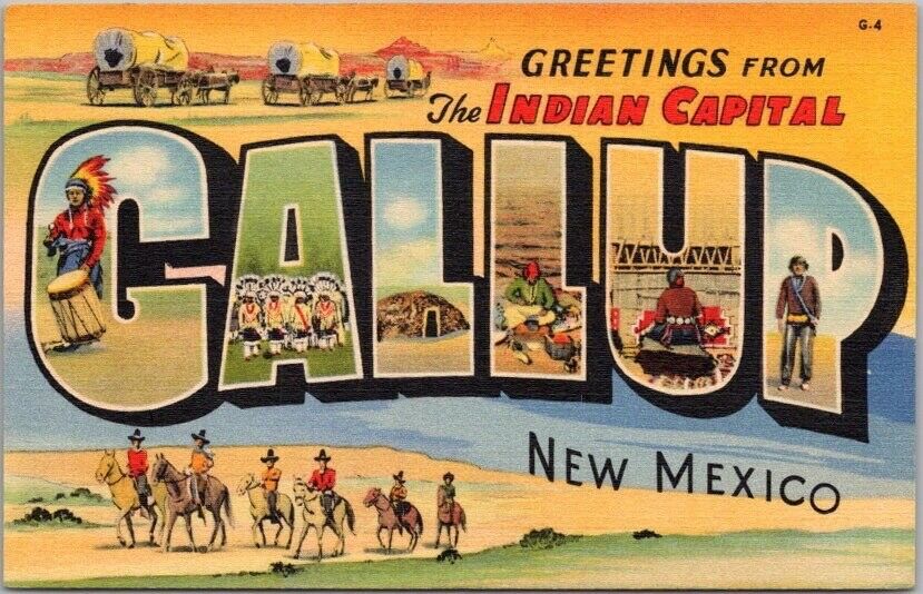 1937 GALLUP New Mexico Large Letter Postcard \