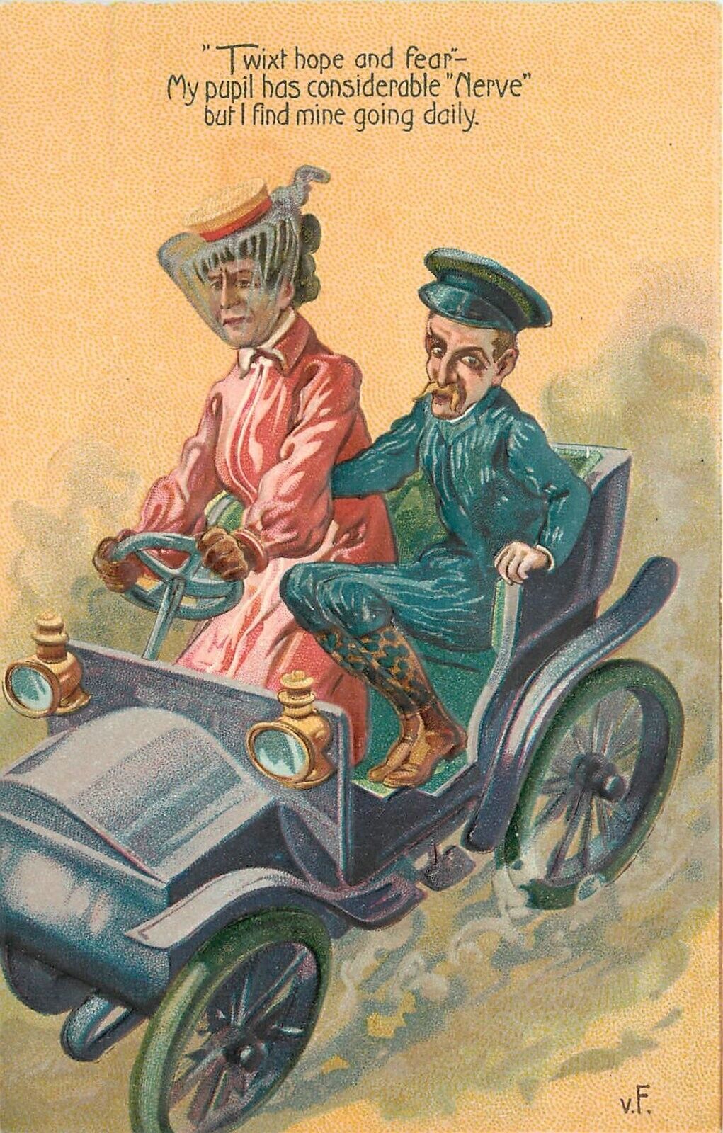 Postcard RPPC Photo Fast lady driver automobile C-1910 22-14197