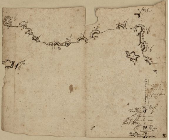 1781 Map| Sketch map of fortifications in the vicinity of Fort Washington, Manha