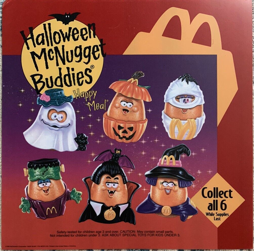 Vintage McDonald's Halloween McNugget Buddies Happy Meal Sign OCT 8-28 1993