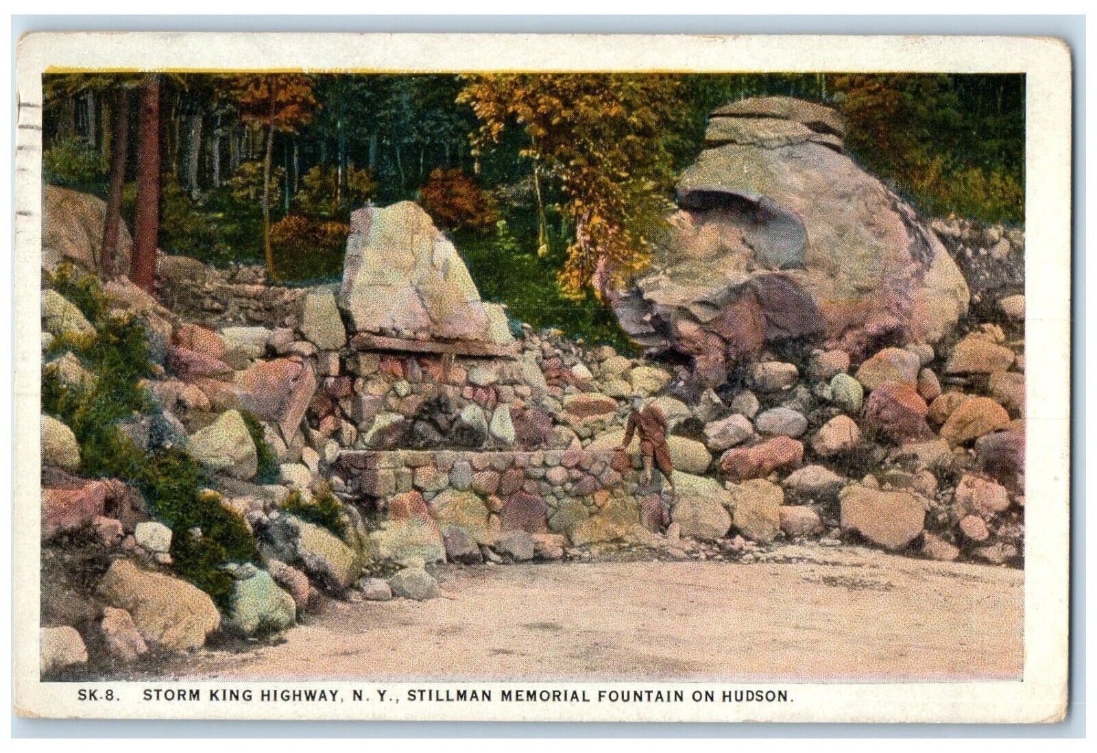 1925 Stillman Memorial Fountain Hudson Storm King Highway New York NY Postcard