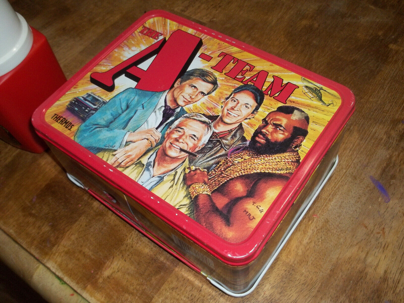 Vintage Metal “The A Team” Lunch Box 1983 Mr. T -WITH THERMOS