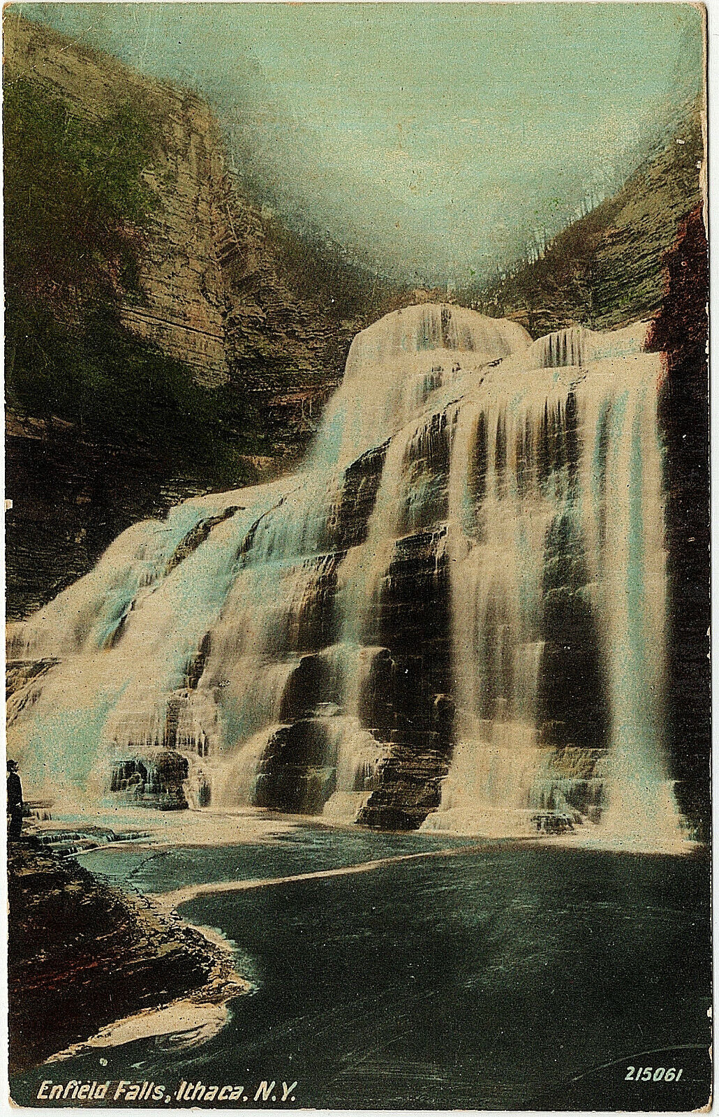 1911 Ithaca NY New York Enfield Falls Waterfall Walton Old Antique DB Postcard