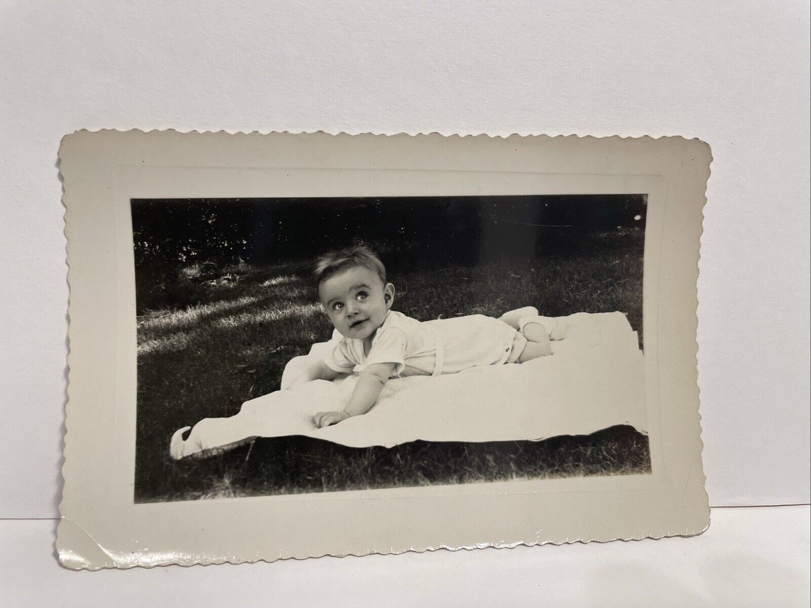 Vintage Cute Baby Photo 3.25 X 5.25 Black & White