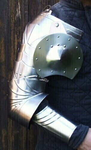Medieval Full Arm Late Gothic Pair Of Pauldrons Elbow Bracers Basegews Armor