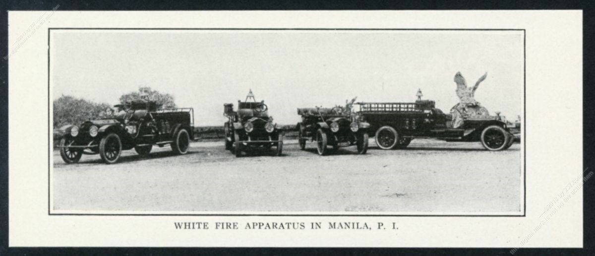 1917 White fire engine Manila Philippines FD truck photo print article