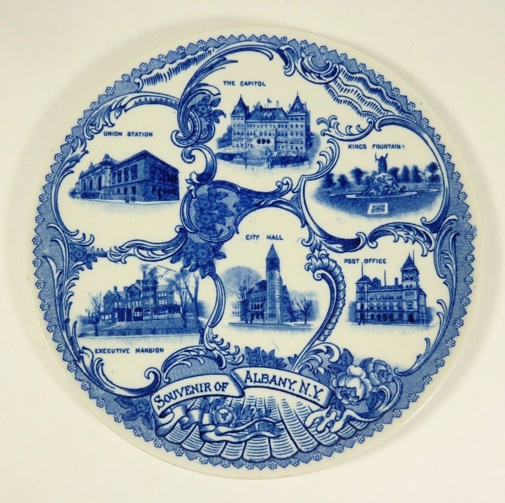 ALBANY NEW YORK Antique Souvenir Plate CAPITOL UNION STATION EXECUTIVE MANSION