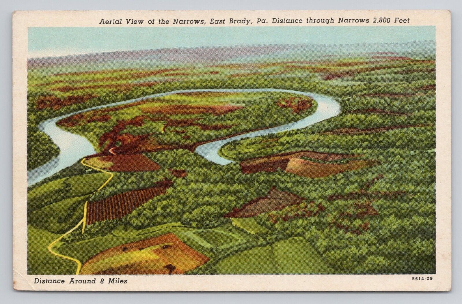 Postcard Aerial View of The Narrows East Brady Pennsylvania c1920